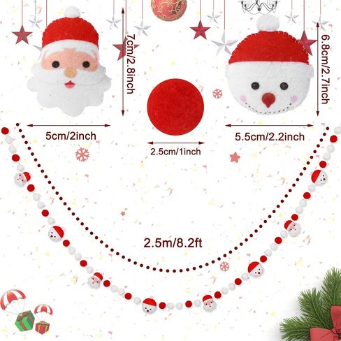 Whaline 8.2Ft Christmas Felt Banner Santa Claus Snowman Garland Banner Xmas Red White Ball Pom Pom Garland Banner Cute Design Christmas Hanging Bunting Ornament for Xmas Party Holiday Home Decor in Saudi Arabia