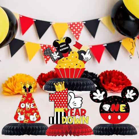 قطع مركزية على شكل قرص العسل لعيد الميلاد الأول السعيد من كارتون ماوس للفتيات الصبيان، موضوع الفأر لمستلزمات الحفلات المركزية لطاولة عيد الميلاد الأول، فأر كرتوني بموضوع سنة واحدة لديكور طاولة عيد الميلاد. in Kuwait