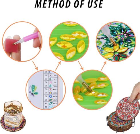 ATROPOS 8 Pcs Diamond Painting Coasters with Holder, DIY Diamond Art Coasters, Diamond Painting Coasters Kit for Adults in Kuwait