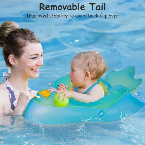 Baby Swimming Float Inflatable Baby Pool Float with Removable Sun Protection Canopy, No Flip Over Infant Pool Float Ring with Tail, Baby Float for Pool for Age of 3-36 Months in Kuwait