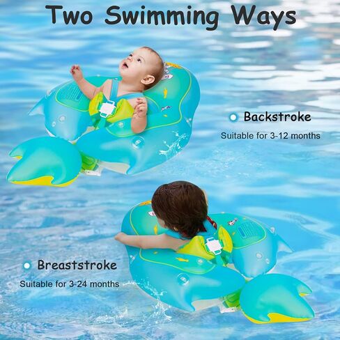Baby Swimming Float Inflatable Baby Pool Float with Removable Sun Protection Canopy, No Flip Over Infant Pool Float Ring with Tail, Baby Float for Pool for Age of 3-36 Months in Kuwait