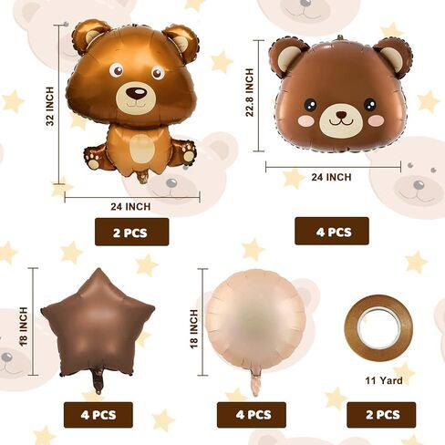 14 قطعة من بالونات الدب، بالونات تيدي بير ديكورات حفلات استقبال المولود الجديد، بالونات فويل على شكل حيوانات بعبارة We Can Bearly Waits، لوازم ديكور حفلات اعياد الميلاد in Kuwait