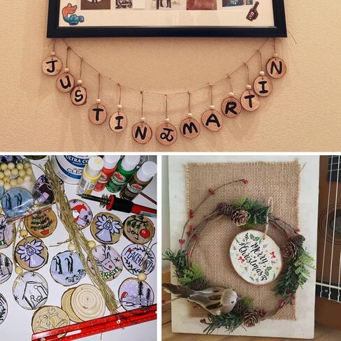 شرائح خشبية للزينة من جويافو، 30 قطعة 2.4 انش - 2.8 انش، شرائح خشبية دائرية فارغة من الخشب الطبيعي لتزيين حفلات الكريسماس وحفلات الزفاف وحفلات استقبال المولود الجديد in Kuwait