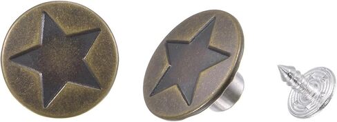 Kozelo 200pcs Jeans Button - [ 17mm ] Star Pattern Metal Adjustable Button for Pants Bags Hats Use | Bronze in Saudi Arabia