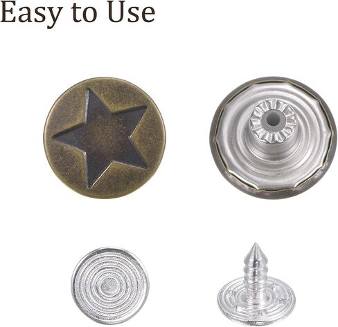 Kozelo 200pcs Jeans Button - [ 17mm ] Star Pattern Metal Adjustable Button for Pants Bags Hats Use | Bronze in Saudi Arabia