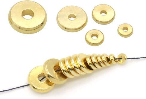 350 قطعة من الخرز النحاسي المباعد، 5 أحجام من الخرز المعدني المستدير المستدير لصنع DIY (4 مم، 5 مم، 6 مم، 8 مم، 10 مم) in Kuwait