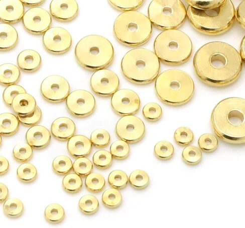 350 قطعة من الخرز النحاسي المباعد، 5 أحجام من الخرز المعدني المستدير المستدير لصنع DIY (4 مم، 5 مم، 6 مم، 8 مم، 10 مم) in Kuwait