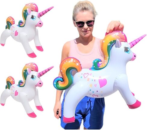 Large Colorful Blow-up Rainbow Unicorns (24 Inches) Inflatable Birthday Party Pool Decoration. (1 Pack) in Kuwait