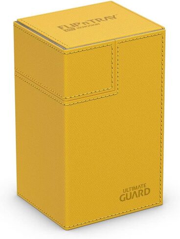 Ultimate Guard Flip 'n' Tray 80+, Deck Case for 80 Double-Sleeved TCG Cards +Dice Tray, Yellow, Independent Magnetic Closure & Microfiber Inner Lining in Saudi Arabia