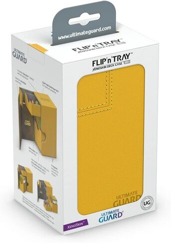 Ultimate Guard Flip 'n' Tray 80+, Deck Case for 80 Double-Sleeved TCG Cards +Dice Tray, Yellow, Independent Magnetic Closure & Microfiber Inner Lining in Saudi Arabia