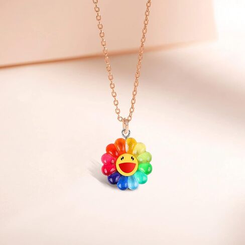 BENOSPACE 20 Pcs Sunflower Charms Pendants, Colorful Smile Face Daisy Charm New Smooth Resin Rainbow Smile Sunflower Bead Collection Crafts for DIY Bracelet Necklace Earring Keychain Making 2 Sizes in Saudi Arabia