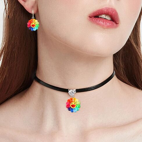 BENOSPACE 20 Pcs Sunflower Charms Pendants, Colorful Smile Face Daisy Charm New Smooth Resin Rainbow Smile Sunflower Bead Collection Crafts for DIY Bracelet Necklace Earring Keychain Making 2 Sizes in Saudi Arabia