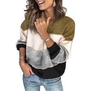 ANCAPELION Women’s Casual Sweater Pullover Winter Basic Sweatshirt Long Sleeve Cozy Knitted Jumper Tops Loose Fit