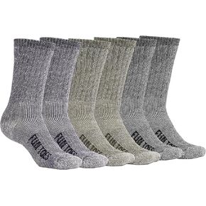 FUN TOES Men's Hiking Crew Merino Wool Socks 6 Pairs Lightweight, Reinforced Size 8-12 in Kuwait