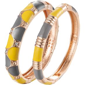 UJOY Colorful Cloisonne Bracelet Jewelry Enamel Handcraft Gold Spring Hinge Birthday Vacation Party Gifts Womens Bangles 55A48
