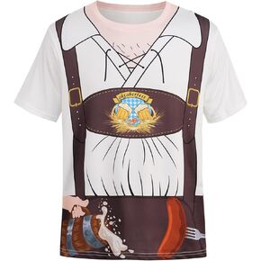 yolsun Oktoberfest Men's Short Sleeve Bavarian German Lederhosen T-Shirt Costume in Kuwait