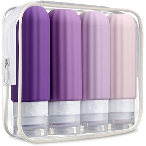 Travel Bottles for Toiletries, TSA Approved, Silicone Travel Bottles, BPA Free, 3oz Leak Proof Travel Size Bottles, Travel Accessories for Shampoo Body Wash Lotion Soap Liquids (4 Pack)