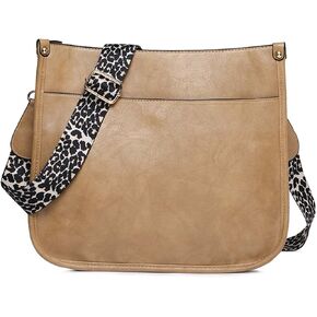 Women Shoulder Crossbody Bag Vintage Handbags Purse with Leopard Guitar Strap Medium Satchel Hobo Bag