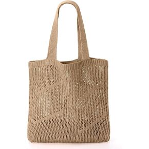 Crochet Tote Bag, Beach Mesh Knitted Bag Large Aesthetic Shoulder Bag Handbags Hollow Hobo Bag for Women Summer