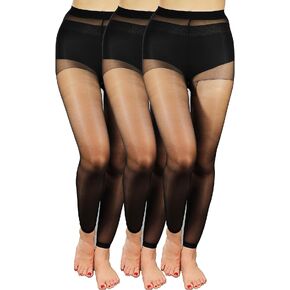 3 Denier Ultra Sheer Footed and Footless Pantyhose/Footless Tights/Sheer Leggings