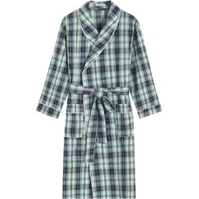 Latuza Men's Woven Cotton Robe Long Sleeves Bathrobe
