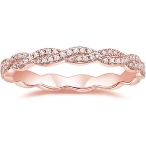 TIGRADE Engagement Ring for Women Twisted Rope Cubic Zirconia Eternity Wedding Band Stackable Ring Size 3-12