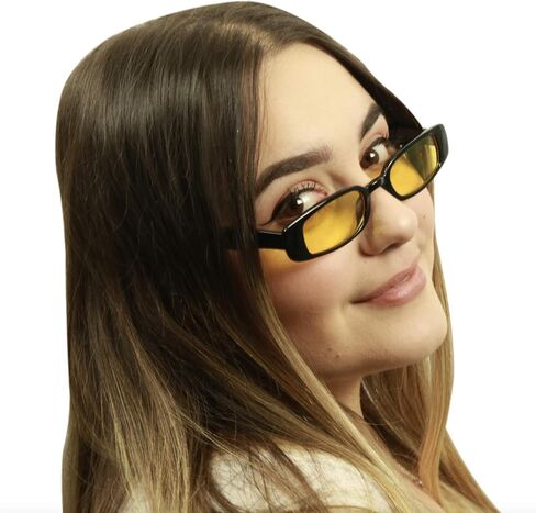 ShadyVEU Slim Classic Rectangular Sunglasses UV Protection 90’s Vintage Small Wide Retro Frame Fashion Shades in Kuwait