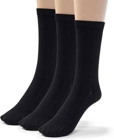 Silky Toes Mens Bamboo Ribbed Dress Crew Socks 3 or 6 Pairs Calf Socks in Kuwait