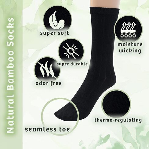 Silky Toes Mens Bamboo Ribbed Dress Crew Socks 3 or 6 Pairs Calf Socks in Kuwait