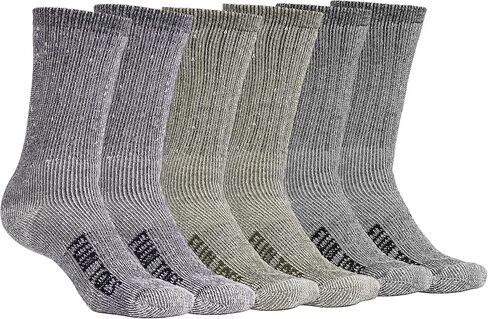 FUN TOES Men's Hiking Crew Merino Wool Socks 6 Pairs Lightweight, Reinforced Size 8-12 in Kuwait