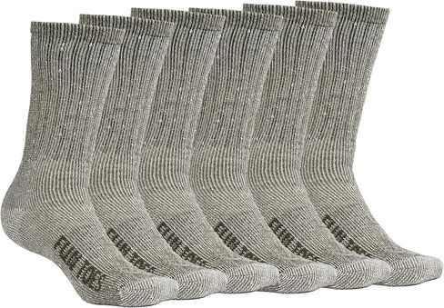 FUN TOES Men's Hiking Crew Merino Wool Socks 6 Pairs Lightweight, Reinforced Size 8-12 in Kuwait