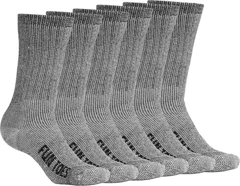 FUN TOES Men's Hiking Crew Merino Wool Socks 6 Pairs Lightweight, Reinforced Size 8-12 in Kuwait