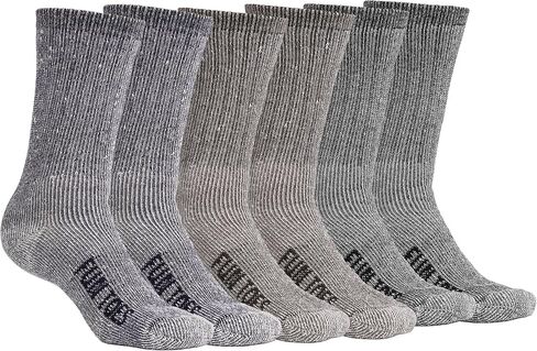 FUN TOES Men's Hiking Crew Merino Wool Socks 6 Pairs Lightweight, Reinforced Size 8-12 in Kuwait