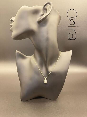 OSIRA Pearl Pendant Necklace Round Freshwater Cultured Pearl, S925 Sterling Silver Chain and 18K Gold Plated Necklace Birthday Mother's Day Anniversary Jewelry Gift For Women Wife Mom Girlfriend Girls. in Saudi Arabia