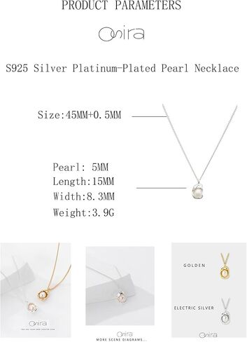 OSIRA Pearl Pendant Necklace Round Freshwater Cultured Pearl, S925 Sterling Silver Chain and 18K Gold Plated Necklace Birthday Mother's Day Anniversary Jewelry Gift For Women Wife Mom Girlfriend Girls. in Saudi Arabia