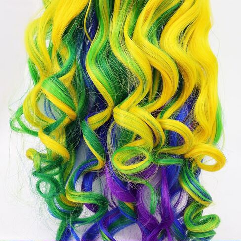 JoneTing Rainbow Ponytail Wig【+Wig Cap】Rainbow Cosplay Wig with Pigtails Curly Rainbow Wig with Double Ponytails Long Curly Multi-Red Rainbow Wigs for Halloween Christmas Party Costume Wigs for Cosers in Kuwait