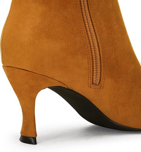 Coutgo Womens Knee High Boots Pointed Toe Kitten Heel Side Zipper Stretchy Vegan Suede Comfort Fall Winter Boot in Saudi Arabia