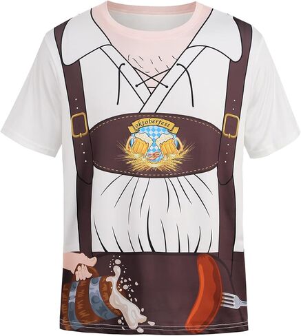yolsun Oktoberfest Men's Short Sleeve Bavarian German Lederhosen T-Shirt Costume in Kuwait