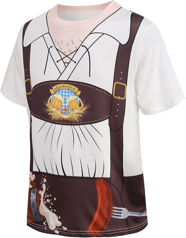 yolsun Oktoberfest Men's Short Sleeve Bavarian German Lederhosen T-Shirt Costume in Kuwait