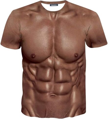 تي شيرت Thuizen الرجالي ثلاثي الأبعاد ذو العضلات العارية المضحكة in Kuwait