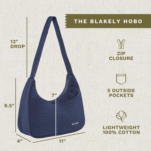 Bella Taylor Blakely Hobo Shoulder Bag for Women | Lightweight Multi Compartment Purse with Pockets in Kuwait