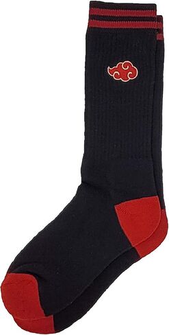 Ripple Junction Naruto Shippuden Adult Mens Novelty Anime Tube Socks 1 Pair Embroidered Akatsuki Cloud One Size Multicolored Officially Licensed in Saudi Arabia