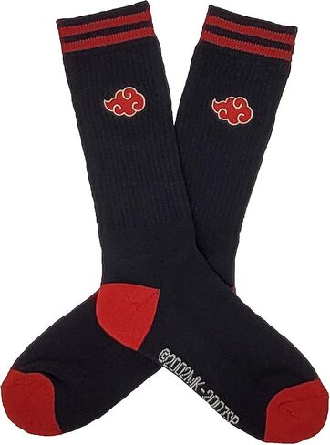 Ripple Junction Naruto Shippuden Adult Mens Novelty Anime Tube Socks 1 Pair Embroidered Akatsuki Cloud One Size Multicolored Officially Licensed in Saudi Arabia