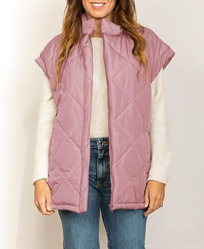 Jeanewpole1 Women's Padded Puffy Vest Stand Collar Sleeveless Zip Gilet with Belt in Saudi Arabia