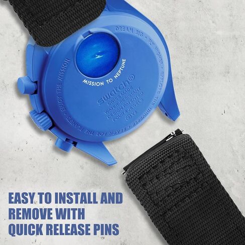 حزام ساعة القمر من النايلون سريع التحرير 20 ملم من ريتشي للرجال أوميغا × حزام سواتش متوافق مع أوميغا سبيدماستر/ سيماستر/ ريلماستر/ مهمة إلى القمر/ ميركوري/ الشمس/ المريخ/ الأرض/ المشتري/ نبتون/ بلوتو، أسود/ أزرق داكن/ أخضر / برتقالي/ أحمر in Kuwait