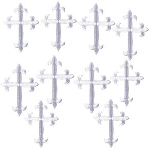 Cross Embroidered Patches Iron on Applique Ironing Badges Sewing Patch for Clothing Jackets Backpacks Jeans Supplies Decorative 10 Pcs (Black)