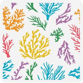 BENECREAT Ocean Theme Stencil, 11.7x8.3inch Seaweed Sea Fish Plastic Drawing Painting Stencils Templates for Summer Painting on Scrapbook Fabric Tiles Floor Furniture Wood