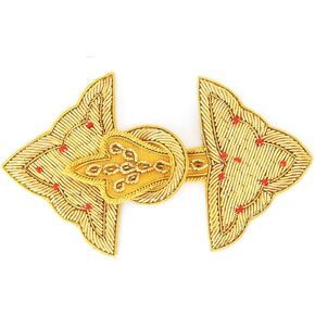 SEW TRENDS Frogs Closures Hand Embroidery Bullion Wire Hook & Eye Fastener Buttons- Sewing Quilting Renaissance Dance Bridal Costumes Outfit Home Decor - Silver Triangular Design
