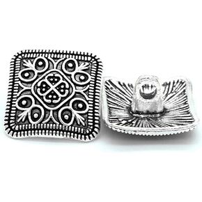 6 PCS Antique Silver Flower Decorative Metal Buttons for Sewing Crafts Clothes Decoration (Round Silver,18mm) in Kuwait