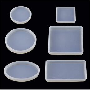 مجموعة قوالب صب الراتنج من Luckkym، مربع مستدير مستطيل بيضاوي سيليكون الراتنج صناعة المجوهرات الحرفية DIY (6 حزم) in Kuwait